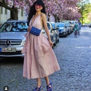 ZARA Tie Waist Poplin Midi Dress